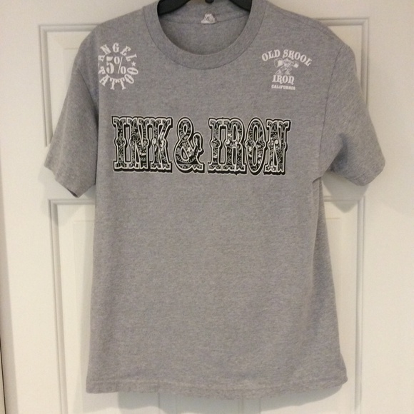 Mens Gray Tee OLD SKOOL INK & IRON CALIFORNIA SZ M - Picture 2 of 5